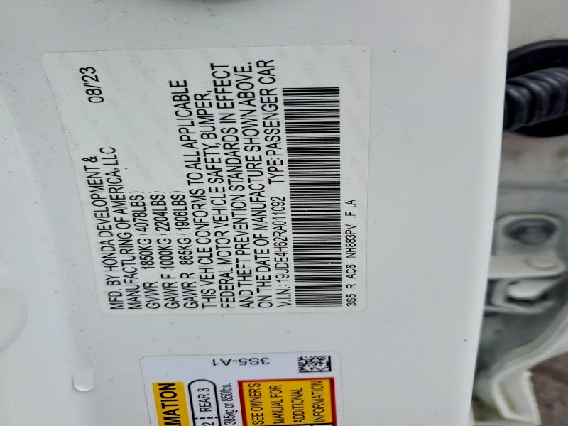 2024 Acura Integra მანქანა იყიდება აუქციონზე, vin: 19UDE4H62RA011092, აუქციონის ნომერი: 77830715
