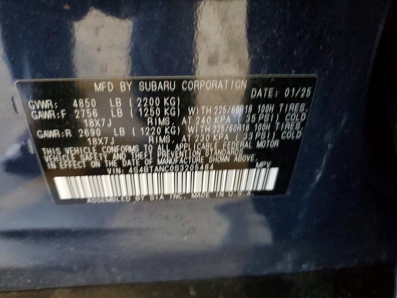 76748185 :رقم المزاد ، 4S4BTANC0S3205484 vin ، 2025 Subaru Outback مزاد بيع