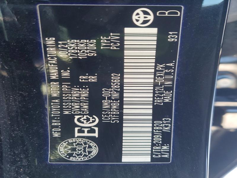 77703605 :رقم المزاد ، 5YFBPMBE1NP285602 vin ، 2022 Toyota Corolla مزاد بيع