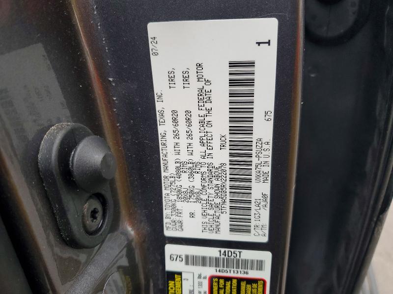 Продаж на аукціоні авто 2024 Toyota Tundra, vin: 5TFNA5DB5RX222078, номер лоту: 77692675