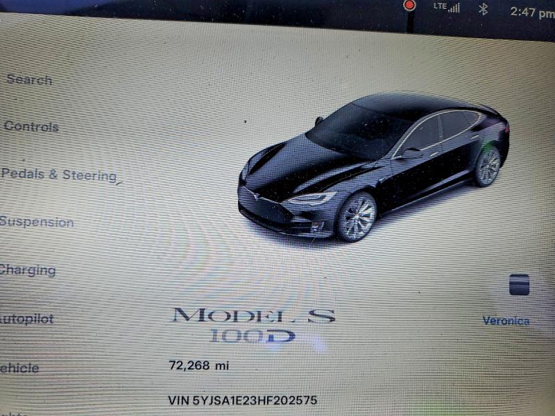 2017 Tesla Model S მანქანა იყიდება აუქციონზე, vin: 5YJSA1E23HF202575, აუქციონის ნომერი: 77466685