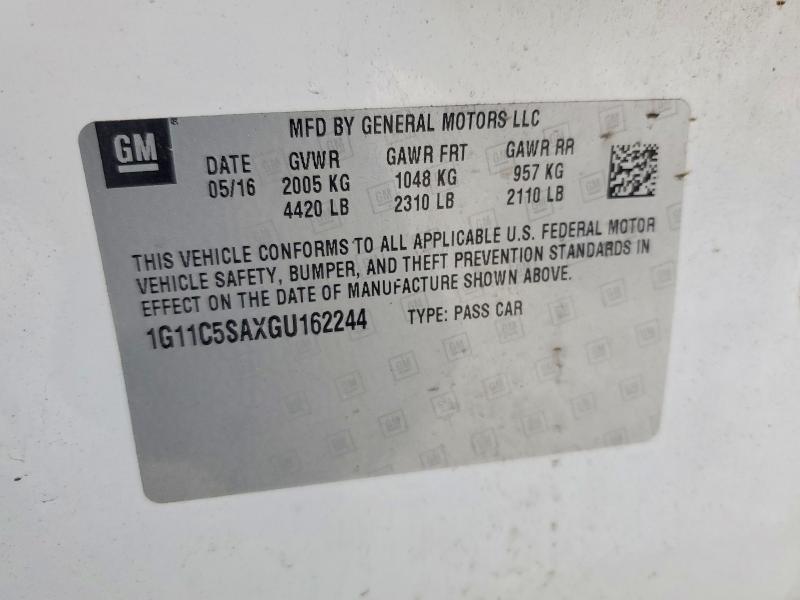 Aukcja sprzedaży 2016 Chevrolet Malibu Limited, vin: 1G11C5SAXGU162244, numer aukcji: 76170655