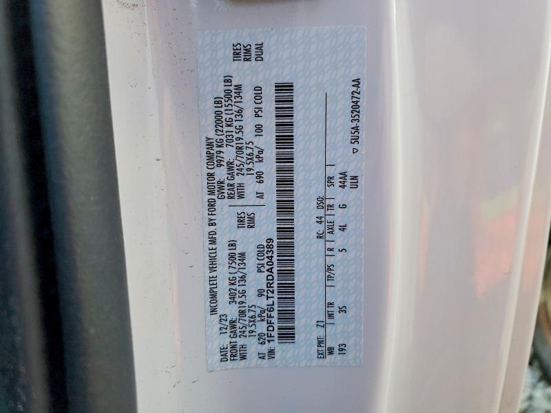 76153835 :رقم المزاد ، 1FDFF6LT2RDA04389 vin ، 2024 Ford F600 مزاد بيع