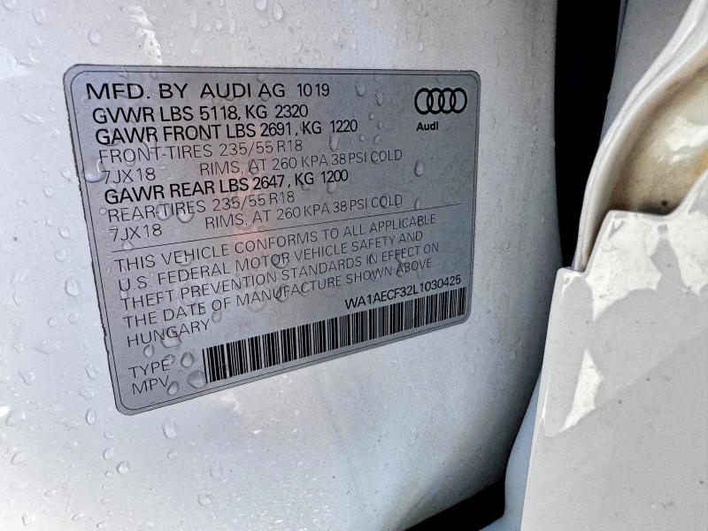 2020 Audi Q3 მანქანა იყიდება აუქციონზე, vin: WA1AECF32L1030425, აუქციონის ნომერი: 79405995
