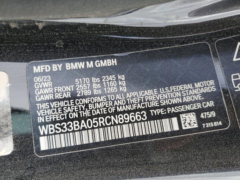 Aukcja sprzedaży 2024 Bmw M4, vin: WBS33BA05RCN89663, numer aukcji: 79291655