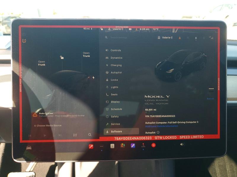 76796005 :رقم المزاد ، 7SAYGDEE4NA006323 vin ، 2022 Tesla Model Y مزاد بيع