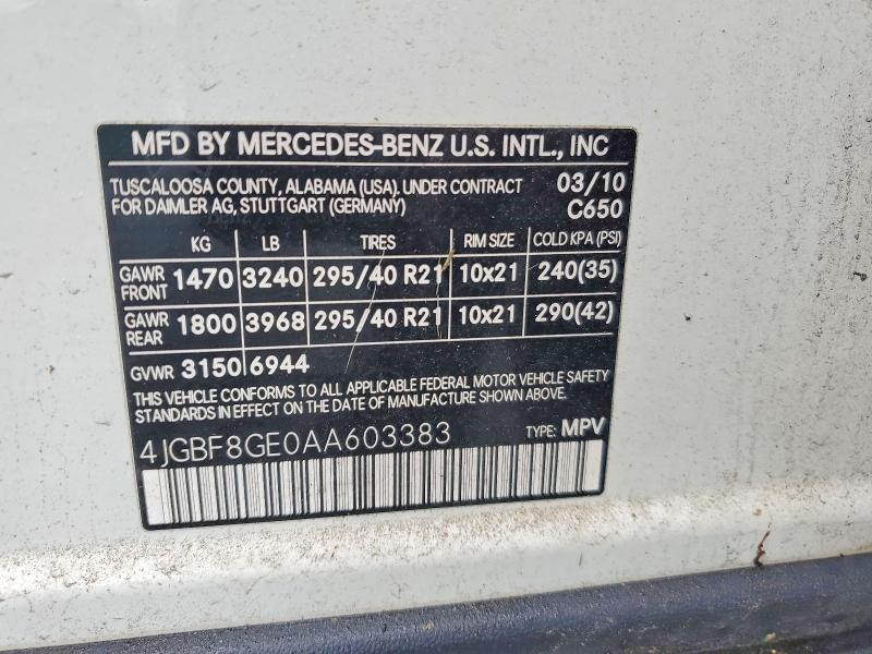 Aukcja sprzedaży 2010 Mercedes-benz Gl, vin: 4JGBF8GE0AA603383, numer aukcji: 77494685