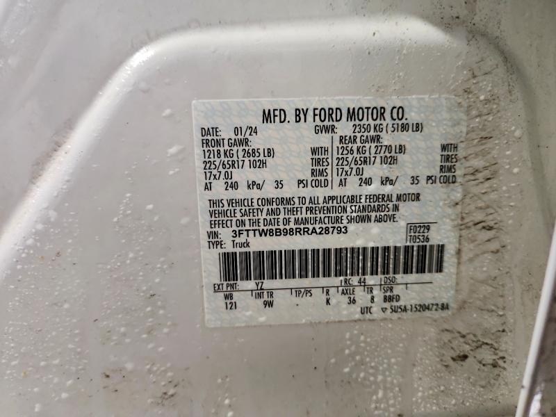 2024 Ford Maverick მანქანა იყიდება აუქციონზე, vin: 3FTTW8B98RRA28793, აუქციონის ნომერი: 76055835