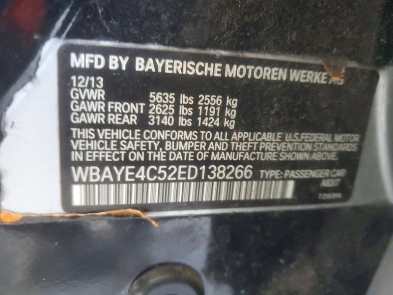 Auction sale of the 2014 Bmw 740, vin: WBAYE4C52ED138266, lot number: 77375495