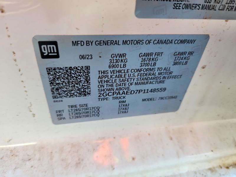 76217185 :رقم المزاد ، 2GCPAAED7P1148559 vin ، 2023 Chevrolet Silverado مزاد بيع