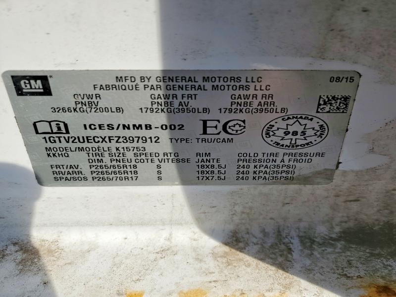 Aukcja sprzedaży 2015 Gmc Sierra, vin: 1GTV2UECXFZ397912, numer aukcji: 76893045
