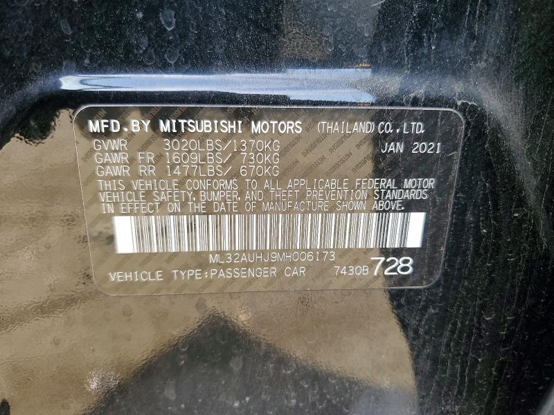 Aukcja sprzedaży 2021 Mitsubishi Mirage, vin: ML32AUHJ9MH006173, numer aukcji: 76280595