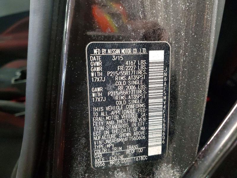 77006525 :رقم المزاد ، JN8AF5MV4FT560606 vin ، 2015 Nissan Juke مزاد بيع