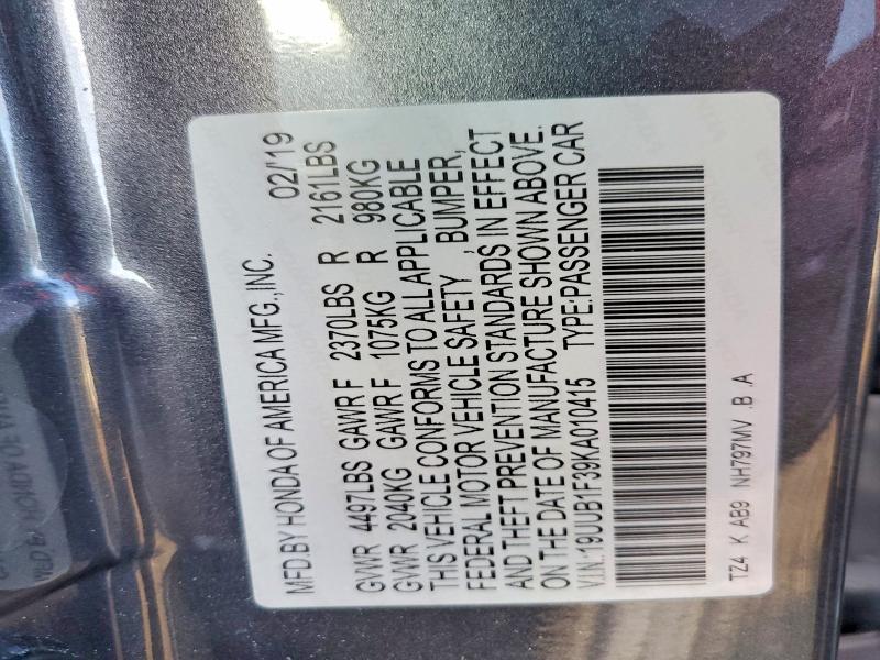 Aukcja sprzedaży 2019 Acura Tlx, vin: 19UUB1F39KA010415, numer aukcji: 77732655