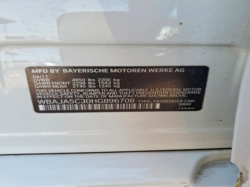 77491605 :رقم المزاد ، WBAJA5C30HG896708 vin ، 2017 Bmw 530 مزاد بيع