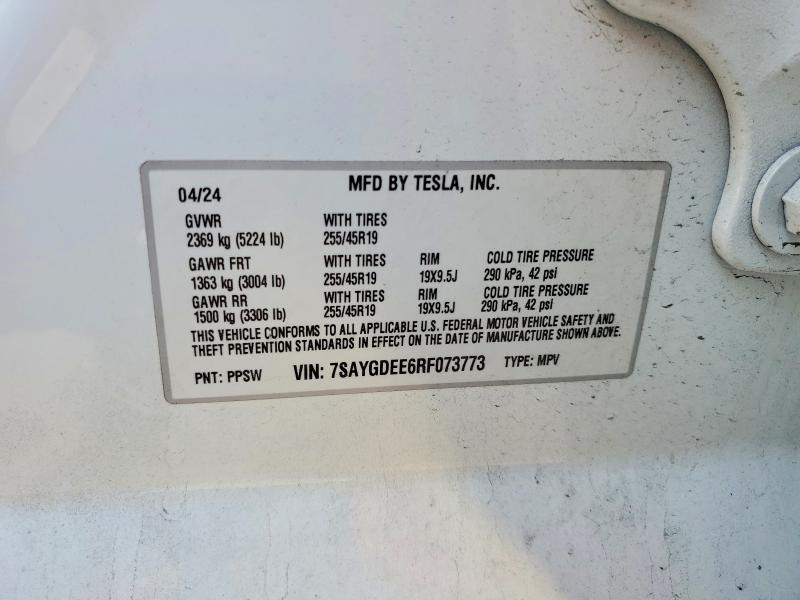 Aukcja sprzedaży 2024 Tesla Model Y, vin: 7SAYGDEE6RF073773, numer aukcji: 77182605
