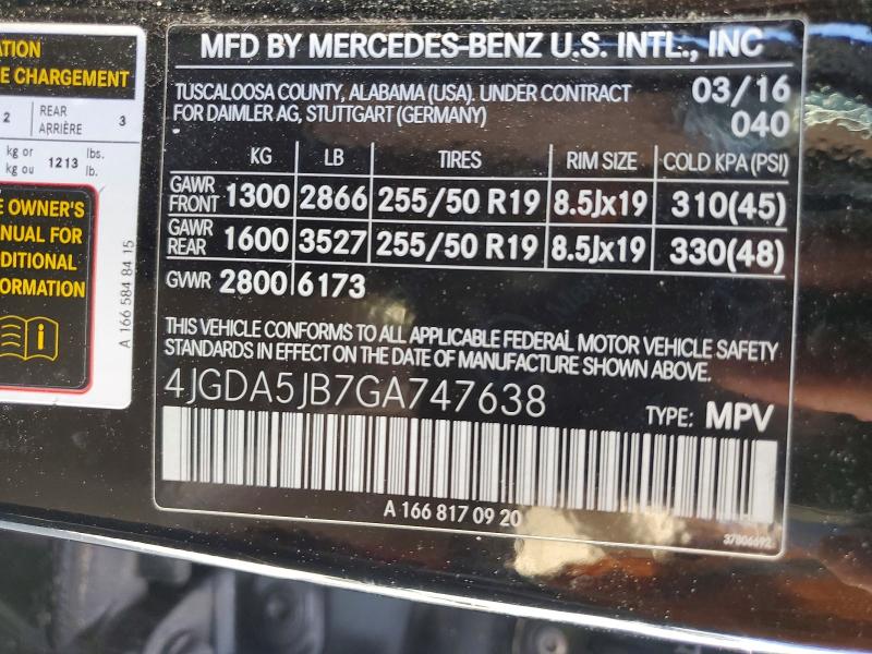 Продажа на аукционе авто 2016 Mercedes-benz Gle, vin: 4JGDA5JB7GA747638, номер лота: 78452795