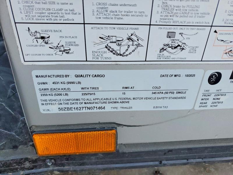 Aukcja sprzedaży 2026 Quality Cargo Trailers, vin: 50ZBE1627TN071464, numer aukcji: 76636235