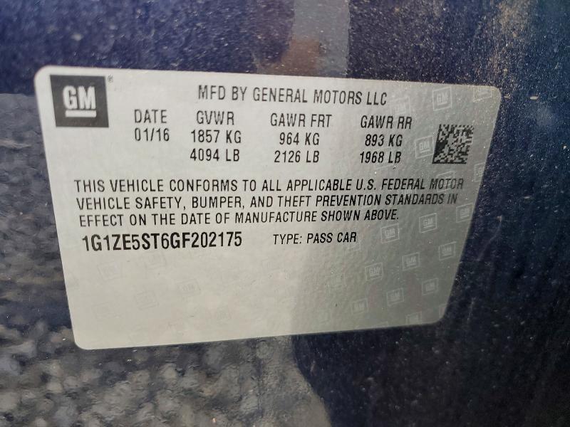 Aukcja sprzedaży 2016 Chevrolet Malibu, vin: 1G1ZE5ST6GF202175, numer aukcji: 77922325