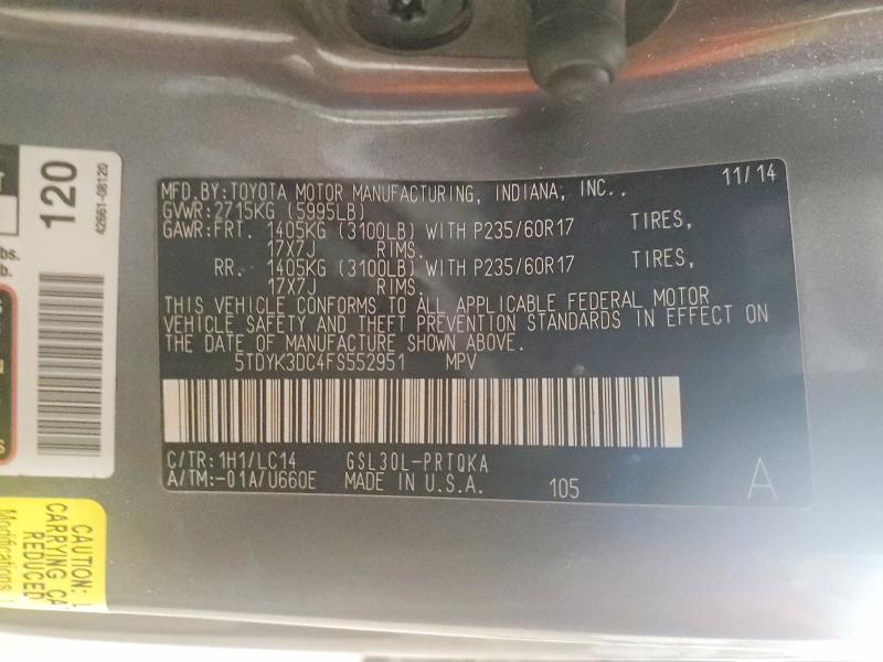 Продаж на аукціоні авто 2015 Toyota Sienna Xle, vin: 5TDYK3DC4FS552951, номер лоту: 76071815