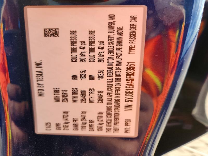 Продажа на аукционе авто 2025 Tesla Model 3, vin: 5YJ3E1EA4SF923561, номер лота: 76861295