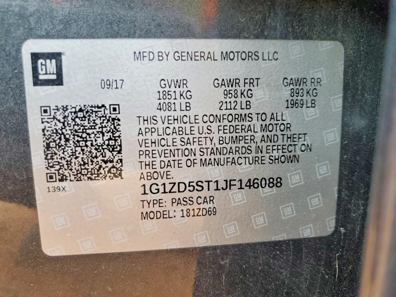 76985155 :رقم المزاد ، 1G1ZD5ST1JF146088 vin ، 2018 Chevrolet Malibu مزاد بيع
