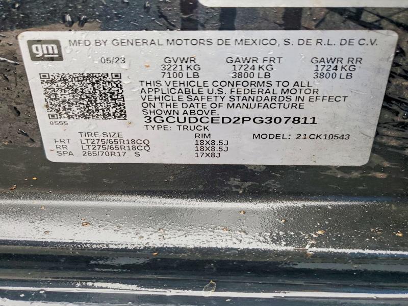 76730975 :رقم المزاد ، 3GCUDCED2PG307811 vin ، 2023 Chevrolet Silverado مزاد بيع