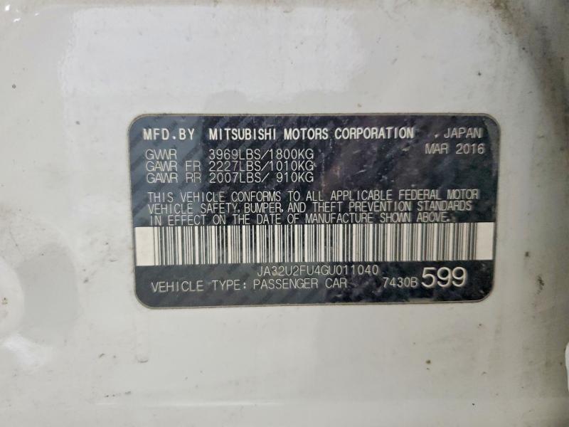 Продаж на аукціоні авто 2016 Mitsubishi Lancer, vin: JA32U2FU4GU011040, номер лоту: 78801885