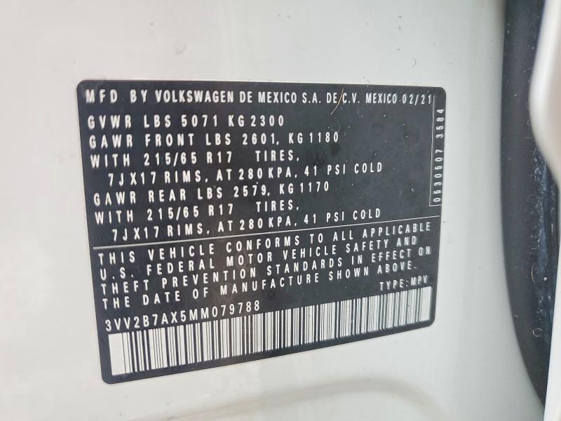 Aukcja sprzedaży 2021 Volkswagen Tiguan, vin: 3VV2B7AX5MM079788, numer aukcji: 79422465
