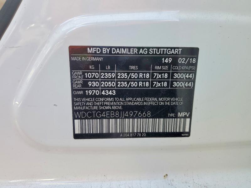Продаж на аукціоні авто 2018 Mercedes-benz Gla, vin: WDCTG4EB8JJ497668, номер лоту: 79303875