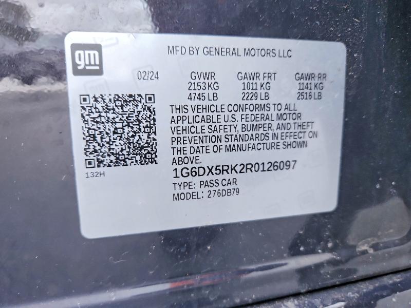 78279145 :رقم المزاد ، 1G6DX5RK2R0126097 vin ، 2024 Cadillac Ct5 مزاد بيع