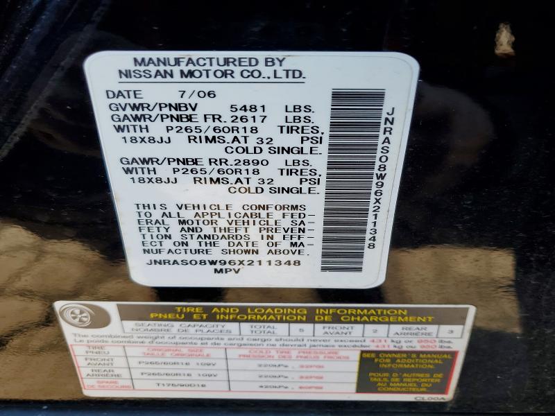 78886275 :رقم المزاد ، JNRAS08W96X211348 vin ، 2006 Infiniti Fx35 مزاد بيع