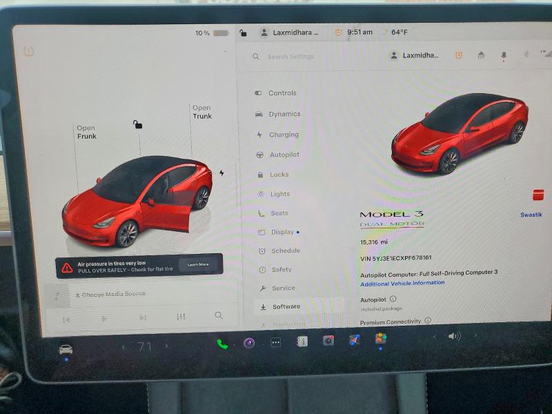 73707575 :رقم المزاد ، 5YJ3E1ECXPF678161 vin ، 2023 Tesla Model 3 مزاد بيع