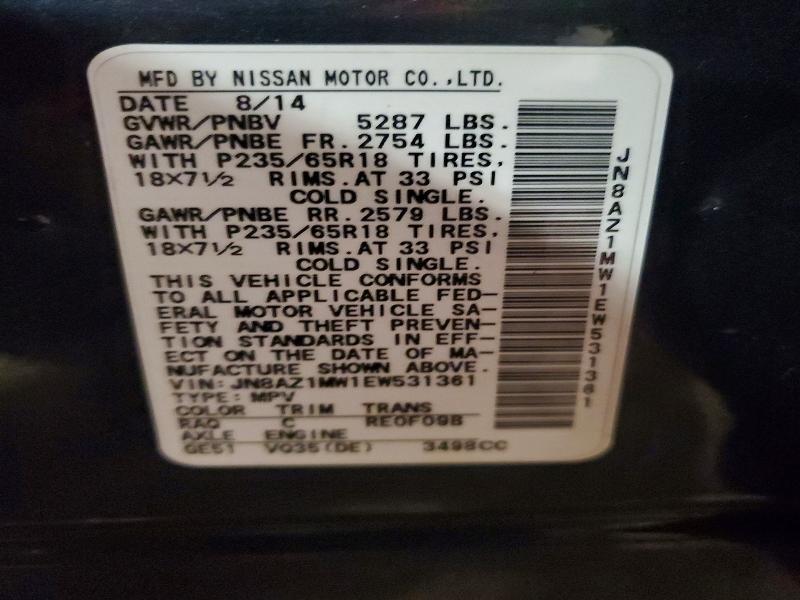 Продажа на аукционе авто 2014 Nissan Murano, vin: JN8AZ1MW1EW531361, номер лота: 78983325