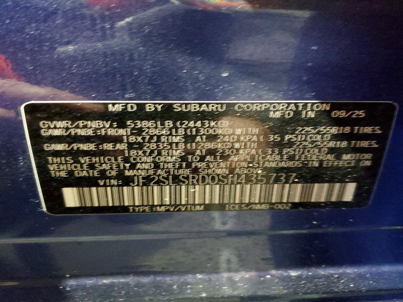 2025 Subaru Forester მანქანა იყიდება აუქციონზე, vin: JF2SLSRD0SH435737, აუქციონის ნომერი: 78909575