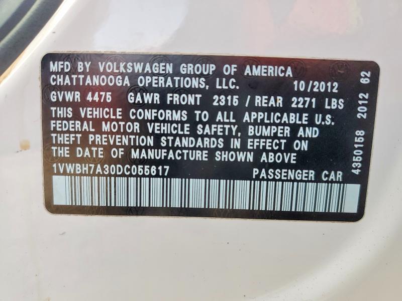 Продажа на аукционе авто 2013 Volkswagen Passat, vin: 1VWBH7A30DC055617, номер лота: 78089095