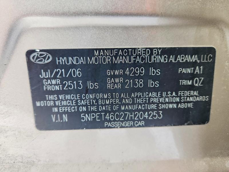 Продажа на аукционе авто 2007 Hyundai Sonata, vin: 5NPET46C27H204253, номер лота: 76049415