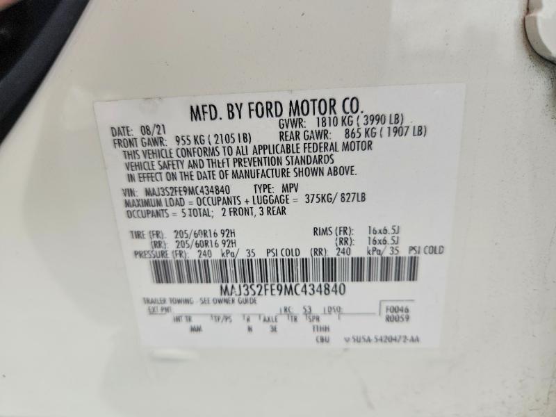 77928635 :رقم المزاد ، MAJ3S2FE9MC434840 vin ، 2021 Ford Ecosport مزاد بيع