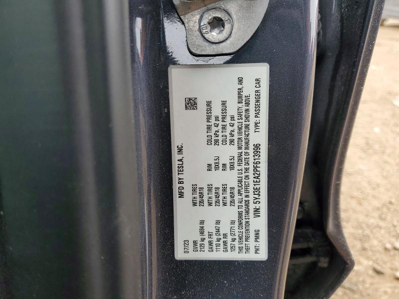 2023 Tesla Model 3 მანქანა იყიდება აუქციონზე, vin: 5YJ3E1EA2PF613996, აუქციონის ნომერი: 75921185