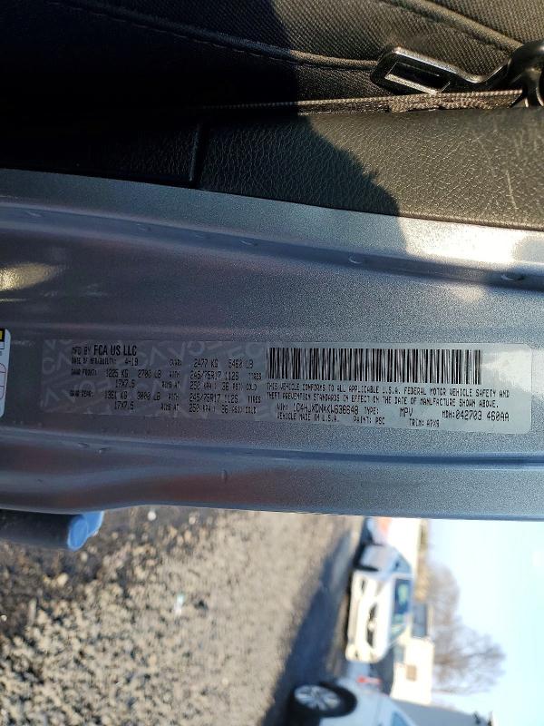 77595145 :رقم المزاد ، 1C4HJXDNXKW636648 vin ، 2019 Jeep Wrangler Unlimited مزاد بيع