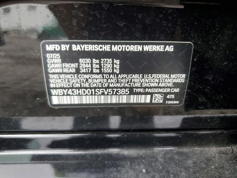 Продажа на аукционе авто 2025 Bmw I4, vin: WBY43HD01SFV57385, номер лота: 78444285