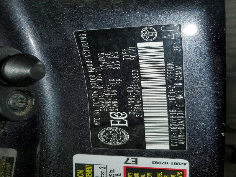 Aukcja sprzedaży 2010 Toyota Corolla, vin: 2T1BU4EE0AC488852, numer aukcji: 77682195