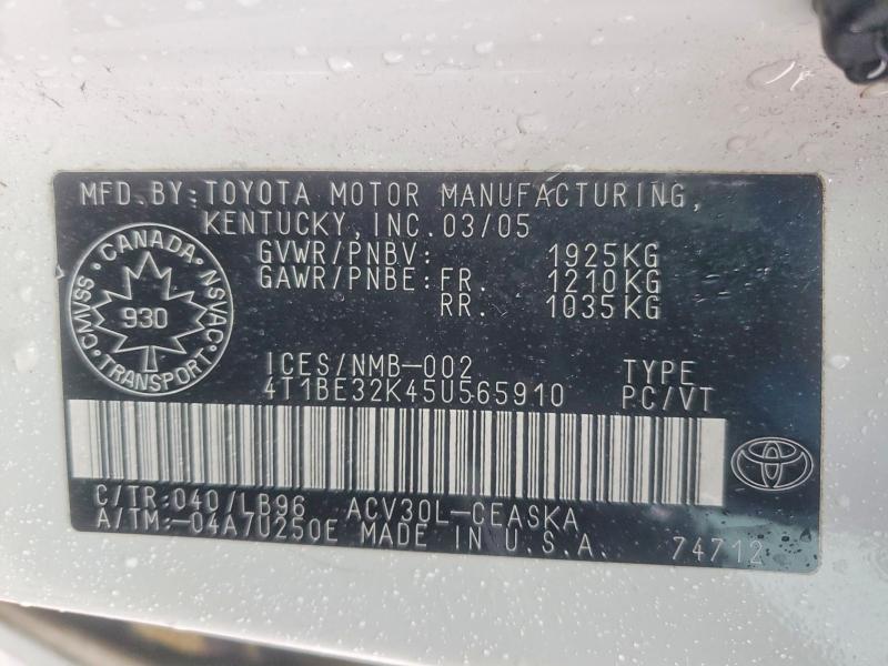Продажа на аукционе авто 2005 Toyota Camry, vin: 4T1BE32K45U565910, номер лота: 77543535