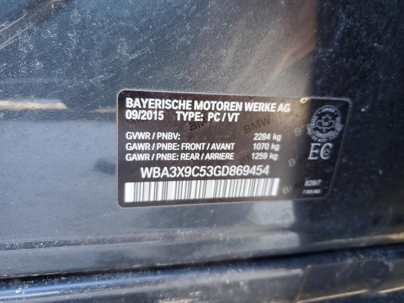 76710375 :رقم المزاد ، WBA3X9C53GD869454 vin ، 2016 Bmw 335 مزاد بيع