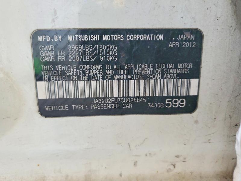 Продаж на аукціоні авто 2012 Mitsubishi Lancer, vin: JA32U2FU7CU028845, номер лоту: 76724985