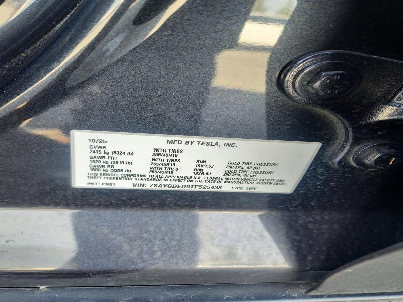Aukcja sprzedaży 2026 Tesla Model Y, vin: 7SAYGDED9TF525438, numer aukcji: 75515175