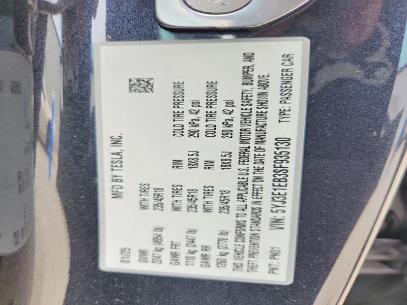 Aukcja sprzedaży 2025 Tesla Model 3, vin: 5YJ3E1EB3SF935130, numer aukcji: 78992595