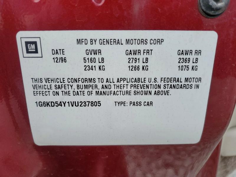 Продаж на аукціоні авто 1997 Cadillac Deville, vin: 1G6KD54Y1VU237805, номер лоту: 77731975