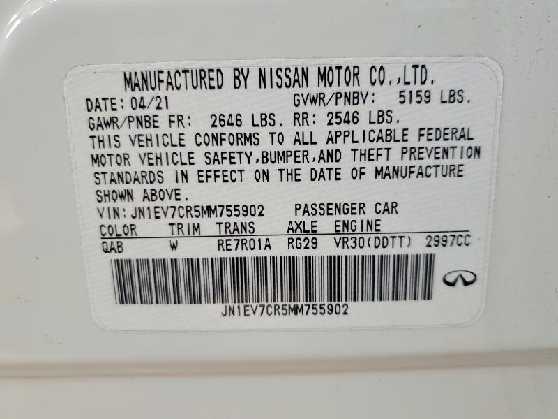 Aukcja sprzedaży 2021 Infiniti Q50, vin: JN1EV7CR5MM755902, numer aukcji: 76464665