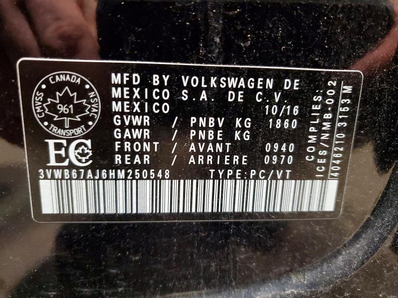 Aukcja sprzedaży 2017 Volkswagen Jetta, vin: 3VWB67AJ6HM250548, numer aukcji: 74211025